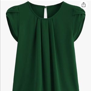 Womens casual pleated top with cap sleeves